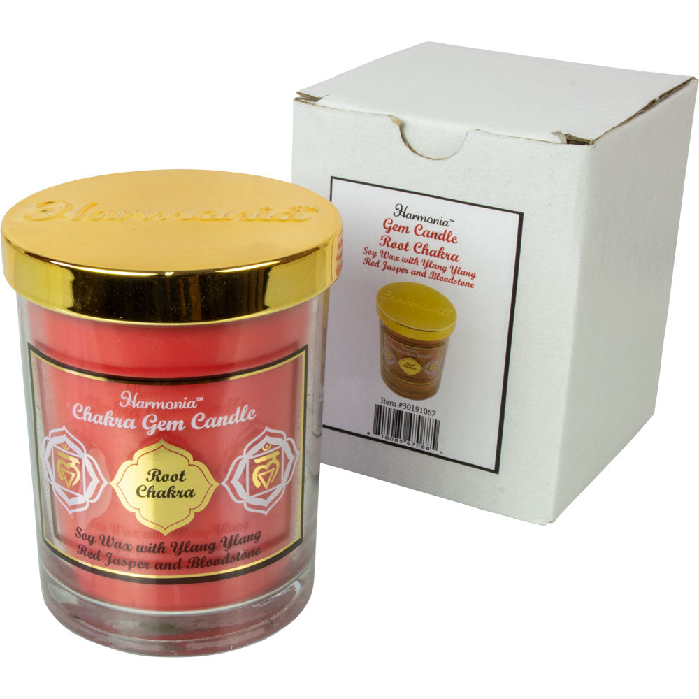 Harmonia Soy Gem Candle - 9oz Root Chakra - Red Jasper & Bloodstone