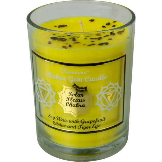 Harmonia Soy Gem Candle - 9oz Solar Plexus Chakra - Citrine & Tiger Eye