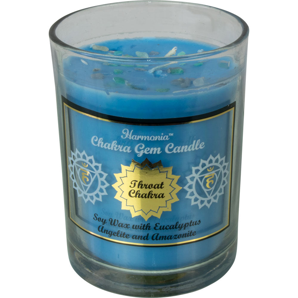 Harmonia Soy Gem Candle - 9oz Throat Chakra - Angelite & Amazonite